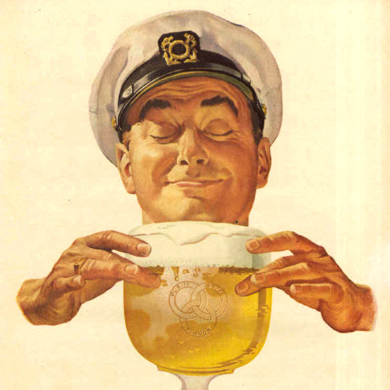 Detail Of Ballantine Ale Wonderfully Different 1953 Captain | Best of 1950s Ad and Cover Art