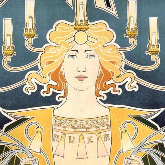 Detail Of Bec Auer Belgium 1896 Illumination Art Nouveau | Best of 1891-1919 Ad and Cover Art