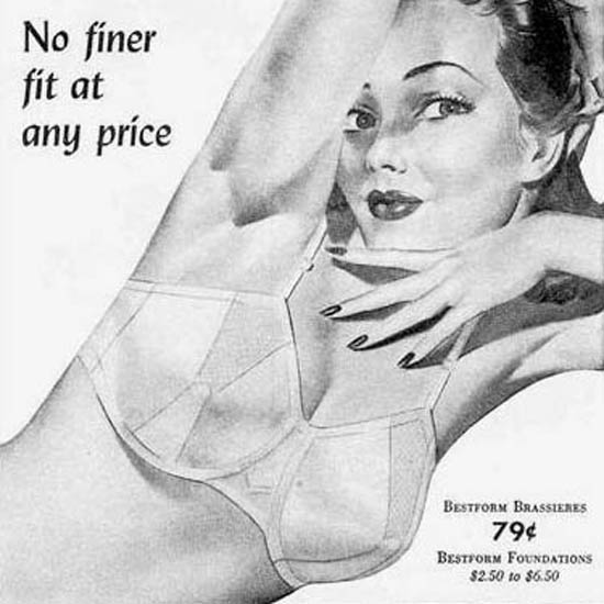 Detail Of Bestform Girdless And Brassieres No Finer Fit 1944 | Best of 1940s Ad and Cover Art