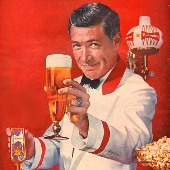 Detail Of Budweiser Beer Theres Life Barkeeper 1961 | Best of 1960s Ad and Cover Art