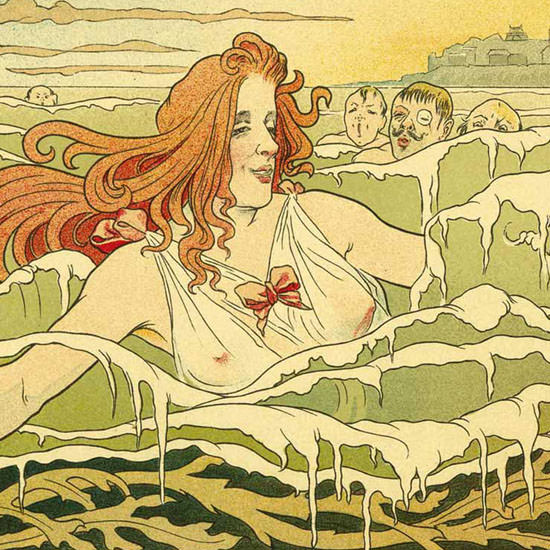 Detail Of Cabourg Swimming Girl Sea Paris 1896 | Best of 1891-1919 Ad and Cover Art