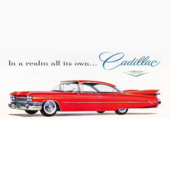 Detail Of Cadillac DeVille Sedan 1959 At Perinos | Best of Vintage Ad Art 1891-1970