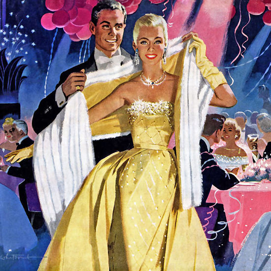 Detail Of Cadillac Happy New Year Party 1956 | Best of Vintage Ad Art 1891-1970