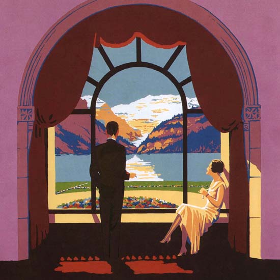 Detail Of Canadian Pacific Hotel Chateau Lake Louise | Best of Vintage Ad Art 1891-1970