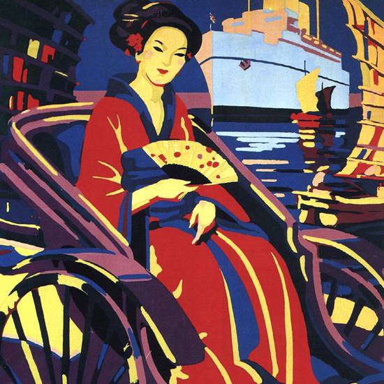 Detail Of Canadian Pacific To The Orient Via Honolulu 1933 | Best of 1930s Ad and Cover Art