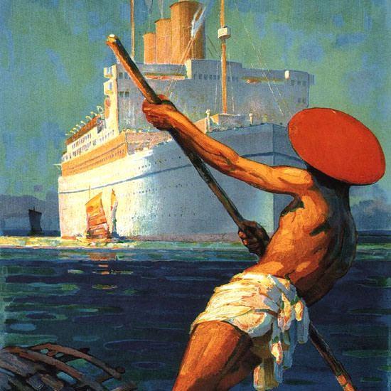 Detail Of Canadian Pacific White Empresses Of Pacific 1930 | Best of Vintage Ad Art 1891-1970