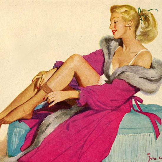 Detail Of Cannon Nylons Pin Up Girl 1951 | Best of Vintage Ad Art 1891-1970
