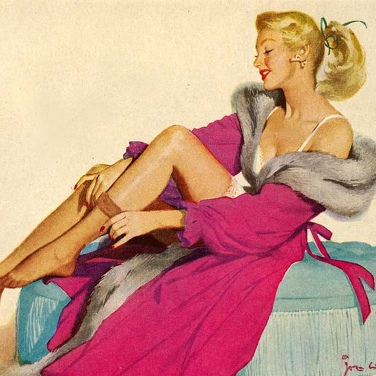 1951 Cannon Nylons Ad, Pantyhose Ad, Bedroom Art, 50s Fashion Ad