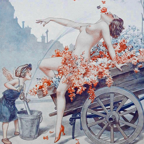 Detail Of Cheri Herouard La Vie Parisienne 1932 Epanouissement page | Best of Vintage Ad Art 1891-1970