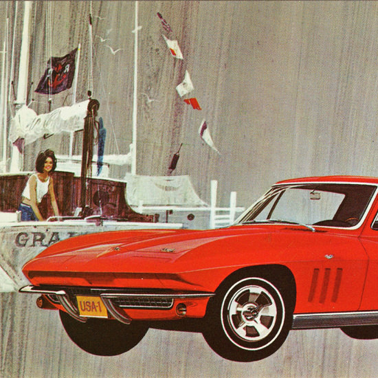 Detail Of Chevrolet Corvette Sting Ray Coupe 1966 | Best of Vintage Ad Art 1891-1970