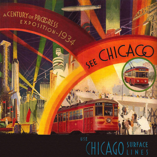 Detail Of Chicago Exposition 1934 A Century Of Progress | Best of Vintage Ad Art 1891-1970