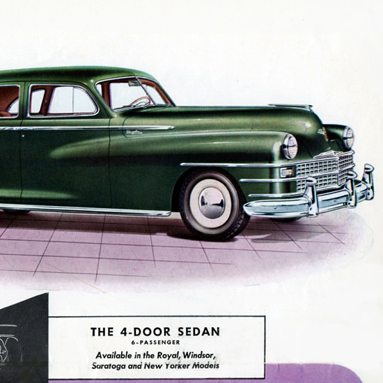 Detail Of Chrysler Sedan 1946 Royal Windsor Saragota NY | Best of 1940s Ad and Cover Art