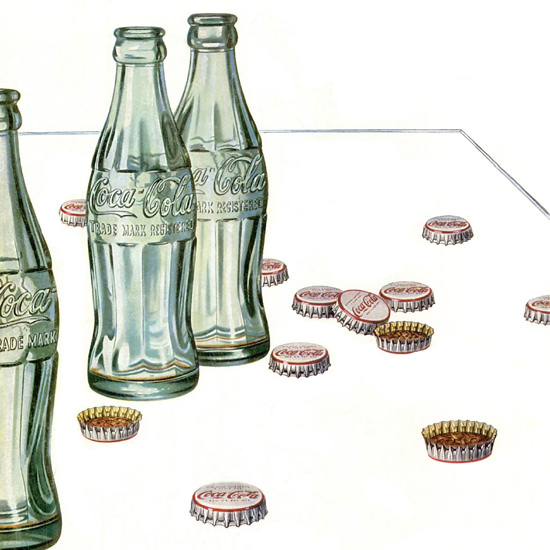 Detail Of Coca-Cola Bottle Caps Hospitality Can Be So Easy 1952 | Best of 1950s Ad and Cover Art