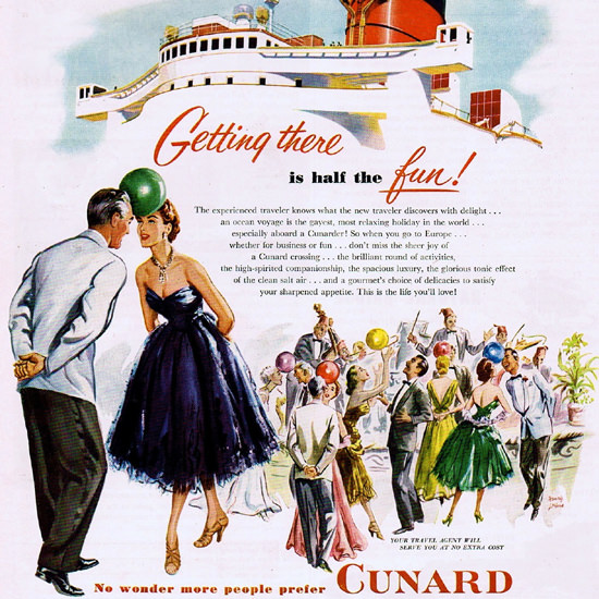 Detail Of Cunard From New York Getting There Is The Fun | Best of Vintage Ad Art 1891-1970