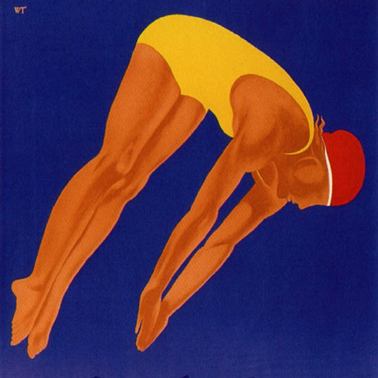 Detail Of Davos Strandbad Switzerland 1933 Willy Trapp | Best of 1930s Ad and Cover Art
