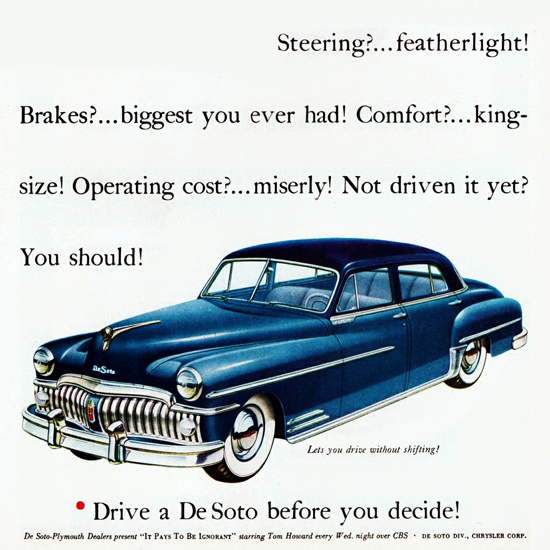 Detail Of DeSoto Custom Sedan 1950 No Fooling | Best of Vintage Ad Art 1891-1970