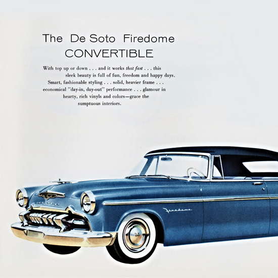 Detail Of DeSoto Firedome Convertible 1955 Day In Out | Best of 1950s Ad and Cover Art