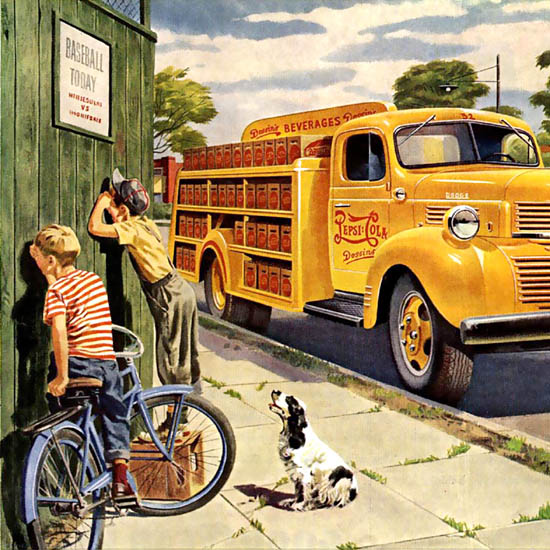 Detail Of Dodge Trucks Pepsi-Cola Fit The Job 1947 | Best of 1940s Ad and Cover Art