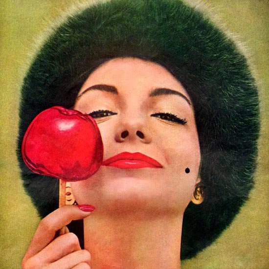 Detail Of Dorothy Gray Apple On A Stick Girl 1958 | Best of 1950s Ad and Cover Art