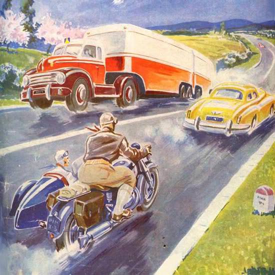 Detail Of Englebert Magazine 1951 Sidecar | Best of Vintage Ad Art 1891-1970