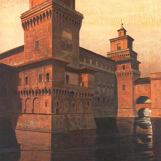 Detail Of Ferrara Castle Italy Italia | Best of Vintage Ad Art 1891-1970