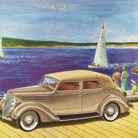 Detail Of Ford Convertible Sedan 1936 | Best of Vintage Ad Art 1891-1970