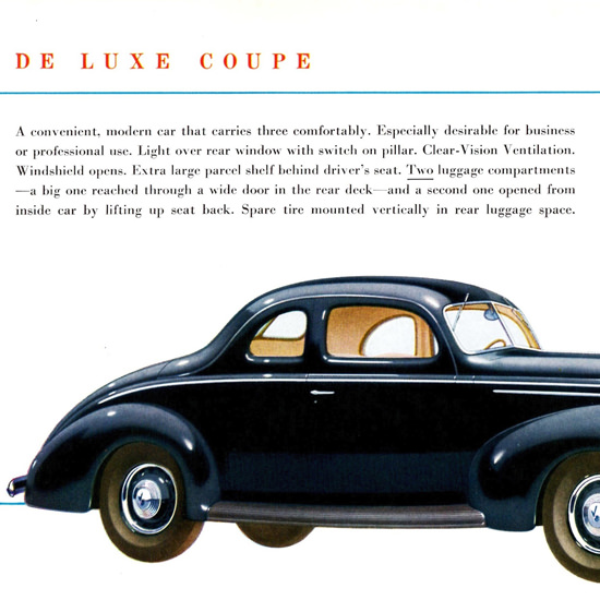 Detail Of Ford De Luxe Coupe 1939 Two Luggage | Best of Vintage Ad Art 1891-1970