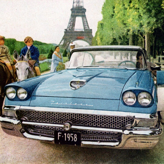 Detail Of Ford Fairlane 500 Town Victoria 1958 Paris | Best of 1950s Ad and Cover Art