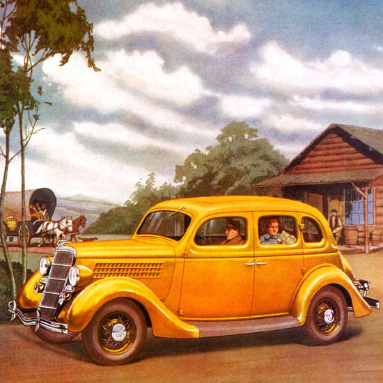 Detail Of Ford Fordor Sedan 1935 | Best of 1930s Ad and Cover Art