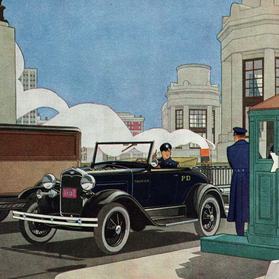 Detail Of Ford Roadster 1931 The Arm Of The Law | Best of 1930s Ad and Cover Art