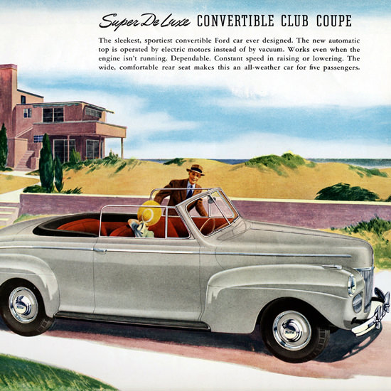 Detail Of Ford Super De Luxe Convertible Club 1941 | Best of Vintage Ad Art 1891-1970