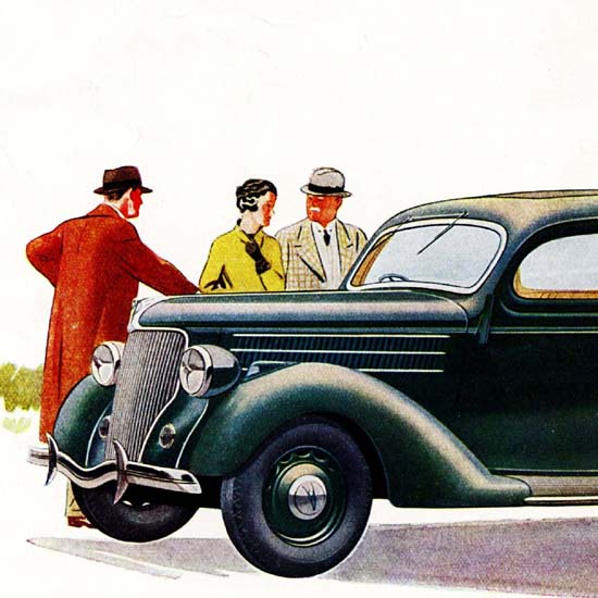 Detail Of Ford V8 Touring Saloon Double Entrance UK 1936 B | Best of Vintage Ad Art 1891-1970