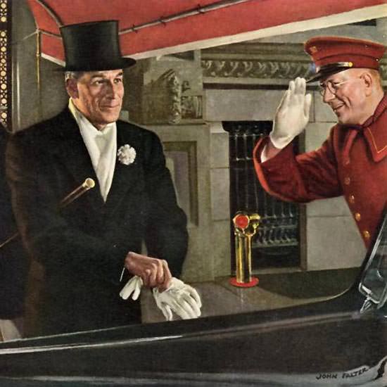 Detail Of Four Roses Whiskey Brief Conversation 1942 by John Falter | Best of 1940s Ad and Cover Art