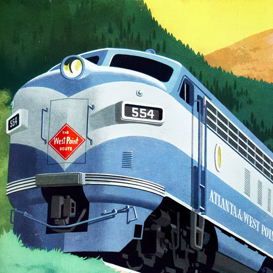 Detail Of GM Electro LocoMotive Division 1953 Mountains | Best of Vintage Ad Art 1891-1970