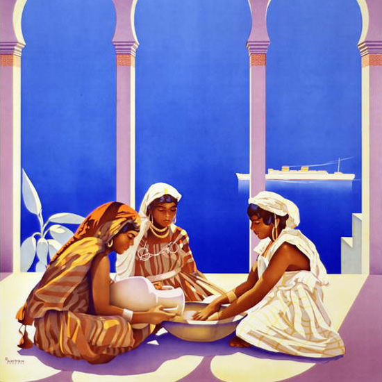 Detail Of Hamburg-Amerika Croisieres Mediterranee 1930 | Best of 1930s Ad and Cover Art