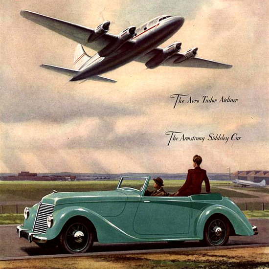Detail Of Hawker 1940 Siddeley Car Tudor Airliner | Best of Vintage Ad Art 1891-1970