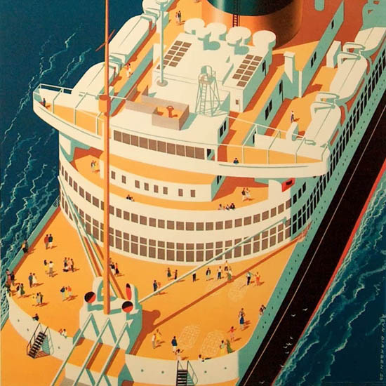 Detail Of Holland-America Line SS Nieuw Amsterdam 1954 | Best of Vintage Ad Art 1891-1970