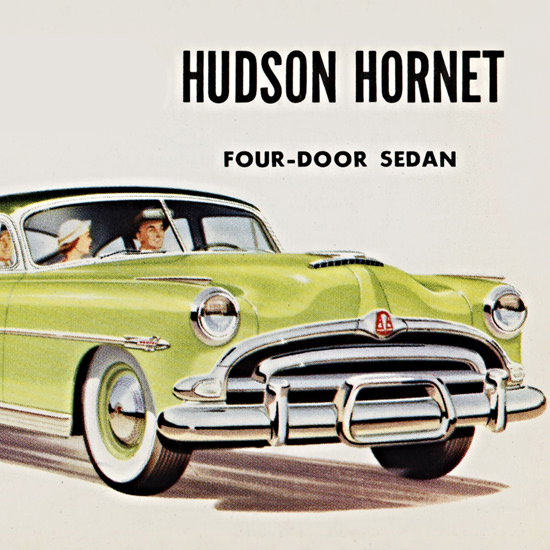 Detail Of Hudson Hornet Sedan 1953 Fabulous New | Best of Vintage Ad Art 1891-1970