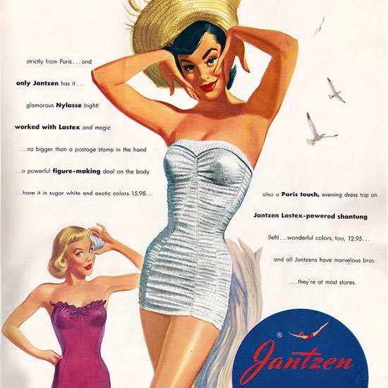 Detail Of Jantzen Lastex Powered Figure Maker 1951 | Best of 1950s Ad and Cover Art