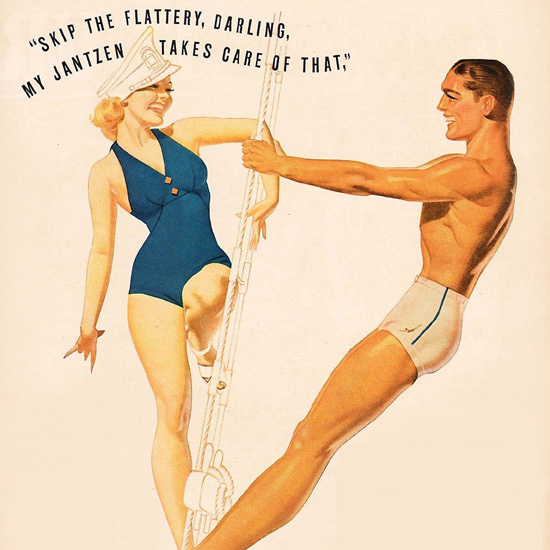 Detail Of Jantzen Swim Suits Captain Takes Care Of That George Petty | Best of Vintage Ad Art 1891-1970