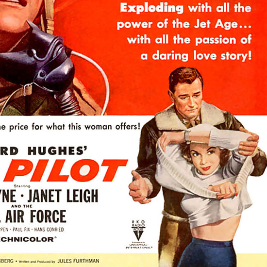 Detail Of Jet Pilot John Wayne Janet Leigh US Air Force 1957 | Best of Vintage Ad Art 1891-1970