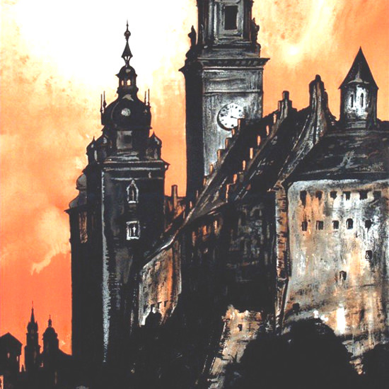 Detail Of Krakow Poland 1930s Stefan Norblin | Best of 1930s Ad and Cover Art