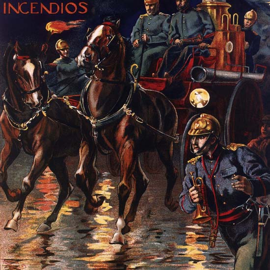 Detail Of La Catalana Seguros Contra Incendios Barcelona | Best of Vintage Ad Art 1891-1970