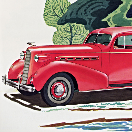 Detail Of LaSalle Two Door Touring Sedan 1936 | Best of 1930s Ad and Cover Art