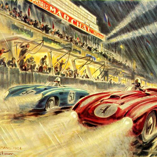 Detail Of Le Mans 24 Heures Marchal 1954 | Best of 1950s Ad and Cover Art