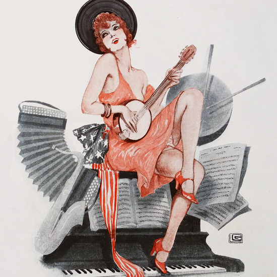 Detail Of Le Sourire 1930 Sainte-Cecile Georges Leonnec | Best of Vintage Ad Art 1891-1970