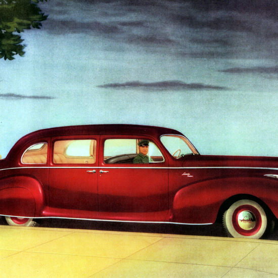 Detail Of Lincoln Custom Limousine 1941 Red | Best of 1940s Ad and Cover Art