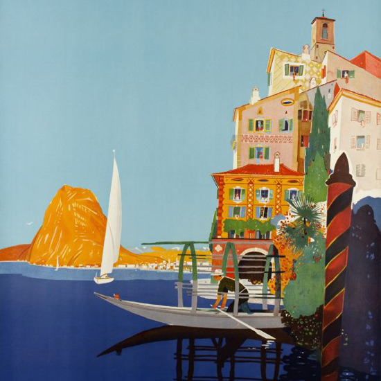Detail Of Lugano Suisse Southern Switzerland 1952 | Best of Vintage Ad Art 1891-1970