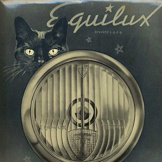 Detail Of Marchal Equilux Lumiere Parfaite 1952 Black Cat | Best of Vintage Ad Art 1891-1970