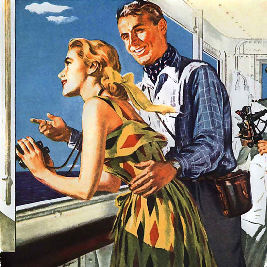 Detail Of Matson Line Hawaii Lurline Calm Pacific 1949 | Best of Vintage Ad Art 1891-1970